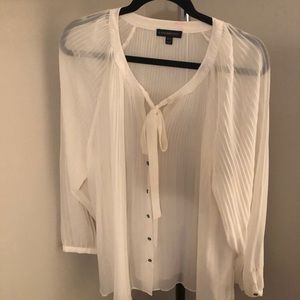 Sheer Cream Pleated Blouse